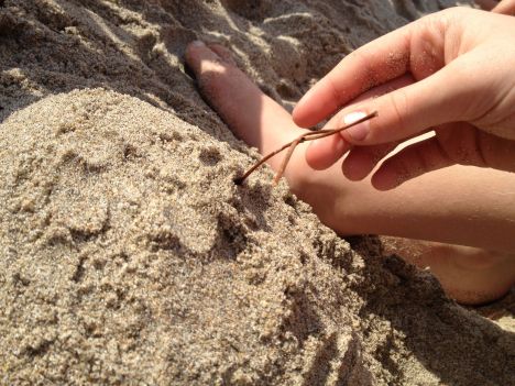 Easter sand tomb and cross
